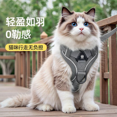 猫牽引ロープ、脱走防止、調節可能な猫牽引ロープ、小型犬と猫、オールシーズン万能、通気性、首絞め防止