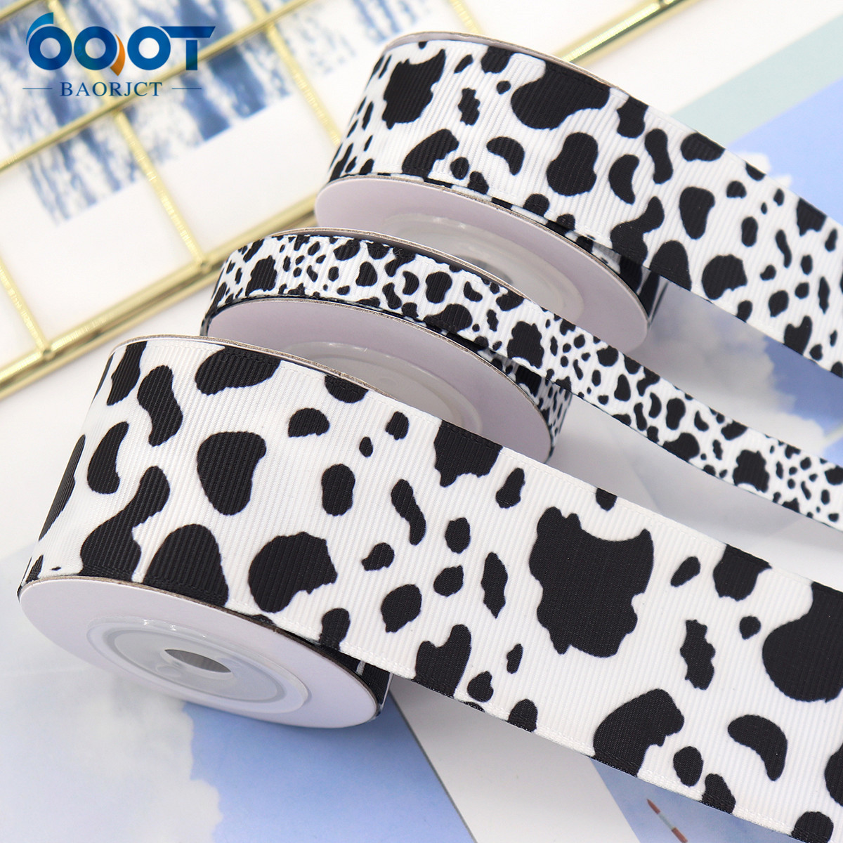 Cinta con patrón de leche cinta acanalada de transferencia de calor corona hecha a mano caja de regalo embalaje decoración de fiesta de granja cinta