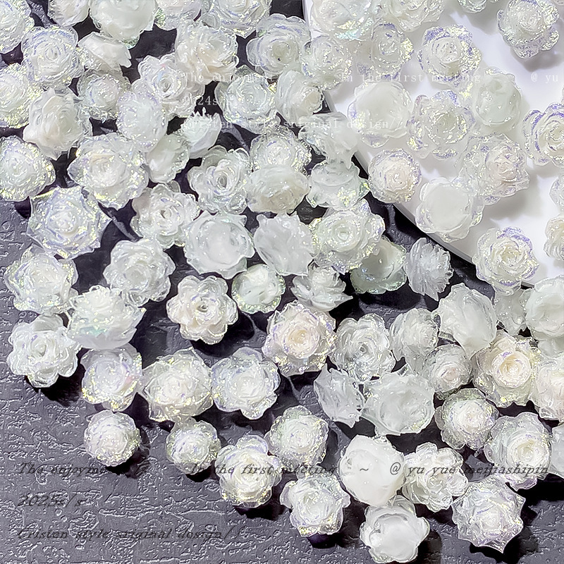 Ins-Style White Fine Glitter Soft Flower Nail Art Accessories, Light-Changing Glow-In-The-Dark Rose Nail Art Decorations, Nail Art Supplies Wholesale Ins-Style White Fine Glitter Soft Flower Nail Art Accessories, Light-Changing Glow-In-The-Dark Rose Nail Art Decorations, Nail Art Supplies Wholesale