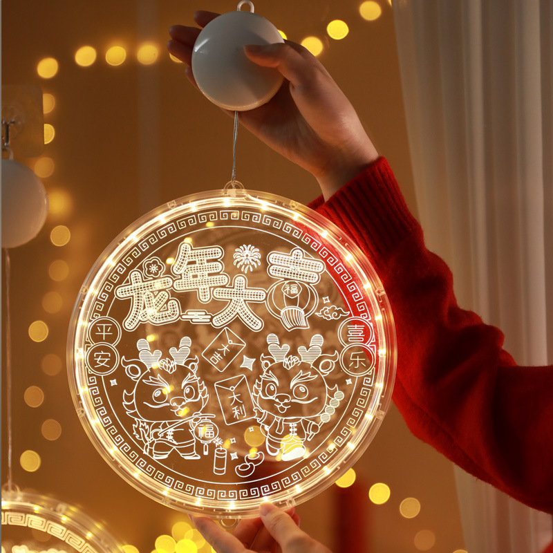 2024led Año Nuevo Lámpara decorativa Festival de Primavera luminoso fu carácter colgante Año Nuevo linterna ventana habitación diseño lámpara colgante