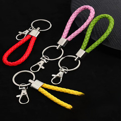 Card holder work ID keychain bus card access card lanyard short hand rope leather leather rope campus anti-lost hand rope