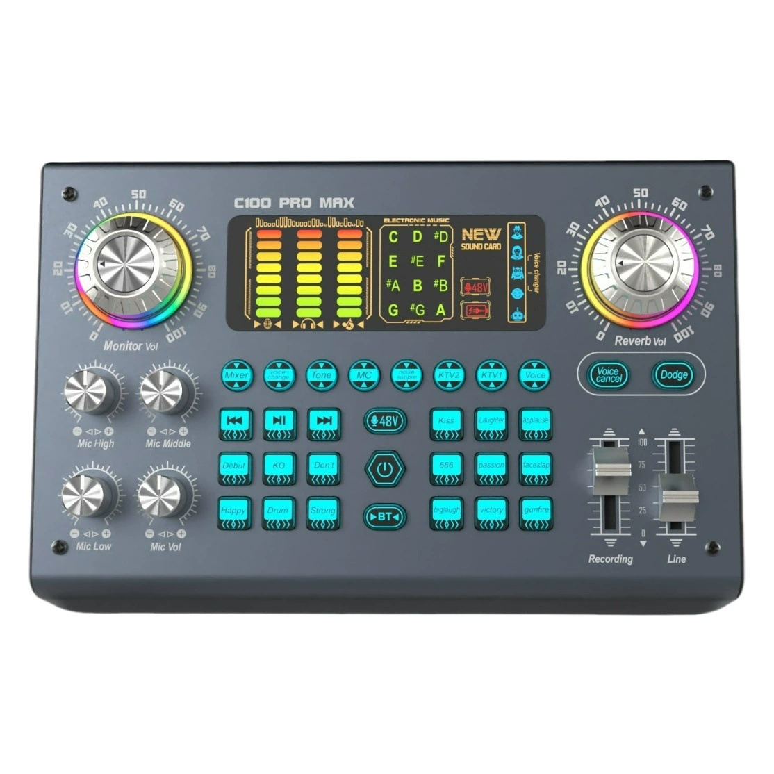 Звуковая карта c100 для прямой трансляции, полный комплект для караоке, Bluetooth, для записи на мобильный телефон, профессиональный микрофон для живого выступления на открытом воздухе.