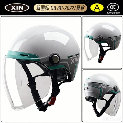 Certified Electric Vehicle Helmet, All-Season: Motosiklet kaskı (dəbilqə) - 3c-sakura-pink-summer-style-transparent-long-mirror-reinforced-abs-helmet-body-eps-buffer-layer