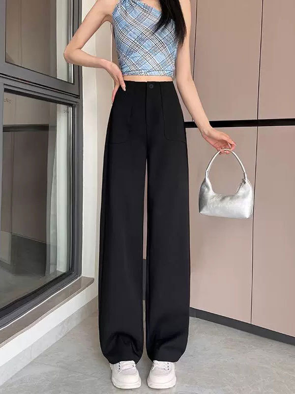 細身のスーツパンツ レディース 秋 2025 新作 カジュアル ゆったり ストレート ハイウエスト 着痩せ ドレープ感 万能 ロングパンツ