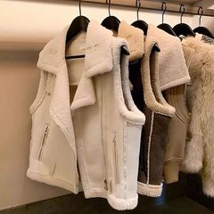 外搭叠穿小马甲女百搭外穿新款洋气加绒加厚马夹羊羔毛皮毛一体潮