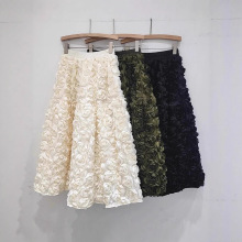 D8726 2025年欧美新款时尚立体花朵松紧腰玫瑰花裙半身裙女装现货