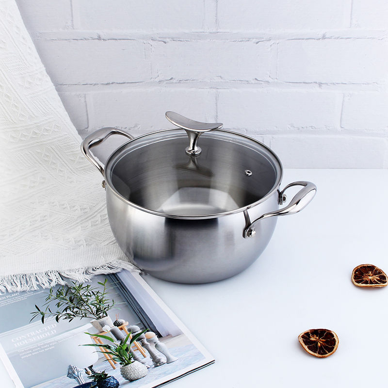 COOKONE18/10 Olla de sopa de manzana de pescado volador de acero inoxidable olla de cocción sin recubrimiento 22cm sopa gachas olla de fideos