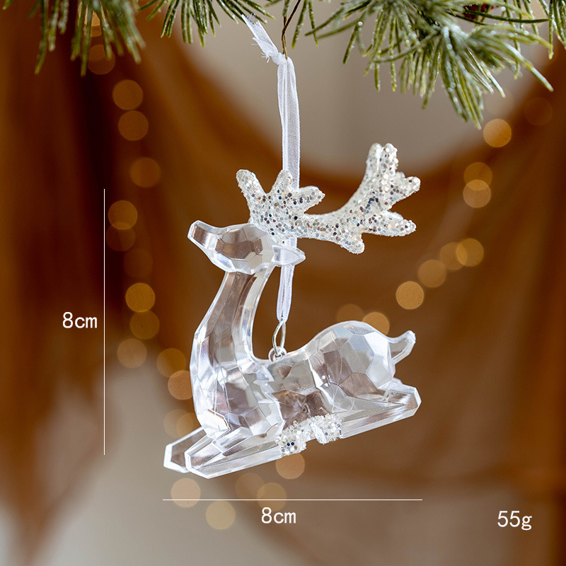 国境を越えた新しいクリスマスツリー装飾透明アクリル雪ヘラジカ天使ストラップクリスマス装飾品|undefined