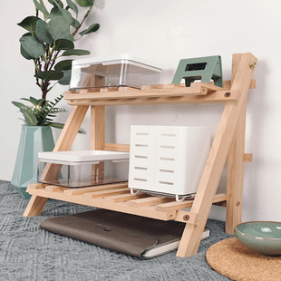 Living Room Log Two-Layer Small Old Floor-To-Ceiling Balcony Multi-Functional Simple Single Indoor Succulent Flower Stand Italian