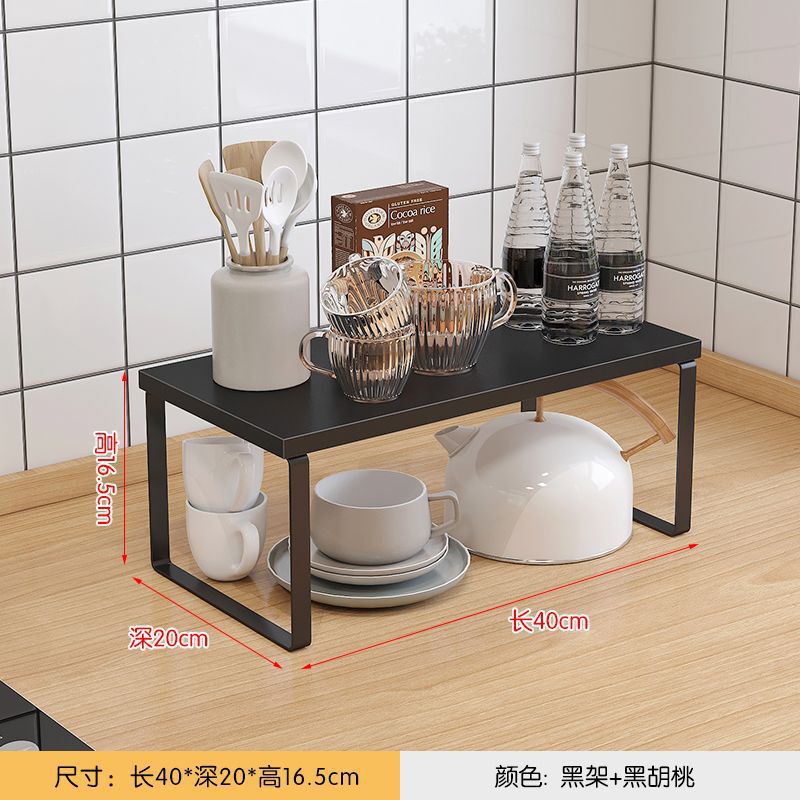 キッチンカウンタートップ収納ラックデスクトップポットキャビネット層状パーティションボウルとディッシュ収納ラック二層木製|undefined