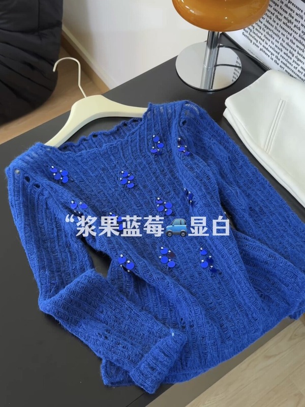 原创设计！不撞衫高品质时尚韩版软糯糯亮片针织毛衣女百搭通勤|undefined