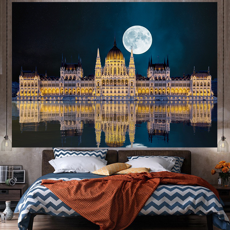 Tela de fondo ins estilo colgante papel pintado de tela dormitorio habitación renovación diseño noche lienzo cartel decorativo paño de pared