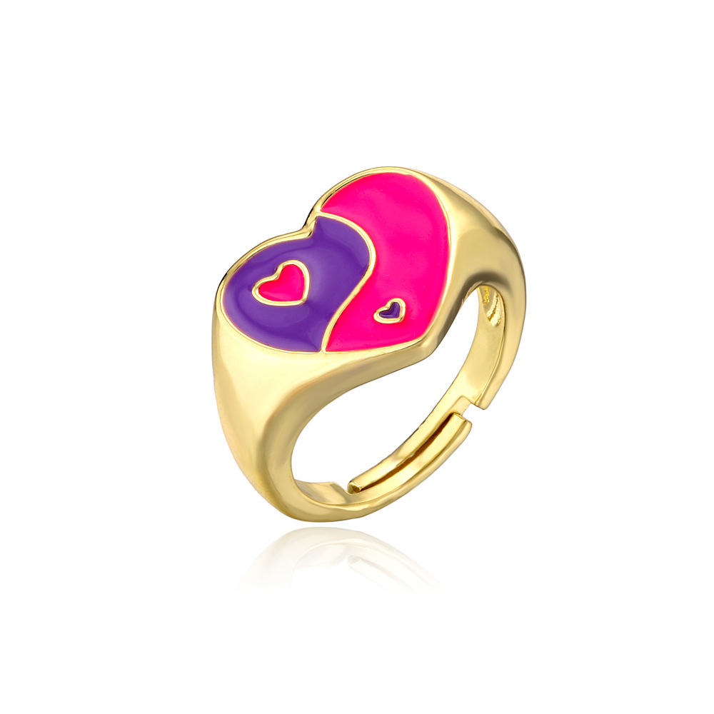 Personality Tai Chi Dripping Oil Love Ring Copper Plated Gold Jewelry display picture 5