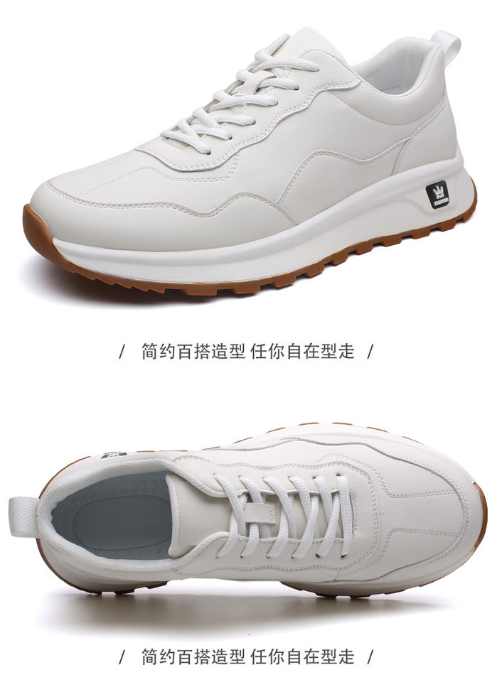 Giày thể thao nam sneaker cổ thấp đế dày, dây buộc, mũi tròn, phong cách năng động — GX129 màu trắng, GX129 màu đen chi tiết 18