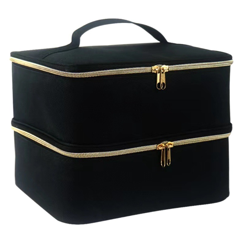 Amazon negro esmalte de uñas bolsa de almacenamiento de aceite esencial suministros de manicura lámpara para hornear 30 botellas con caja de almacenamiento portátil