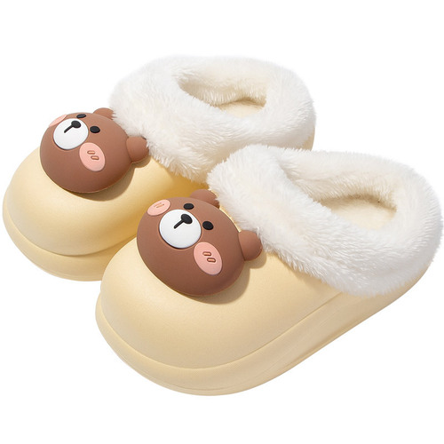 Children's cotton slippers for boys cute cartoon waterproof soft bottom thickened girls warm baby cotton shoes children's slippers winter