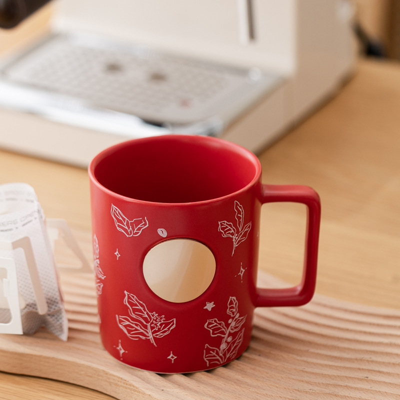 Escuela Wenchuang taza de agua taza de bronce taza de cerámica taza pintada a mano taza de bronce taza de publicidad de talla en relieve LOGO