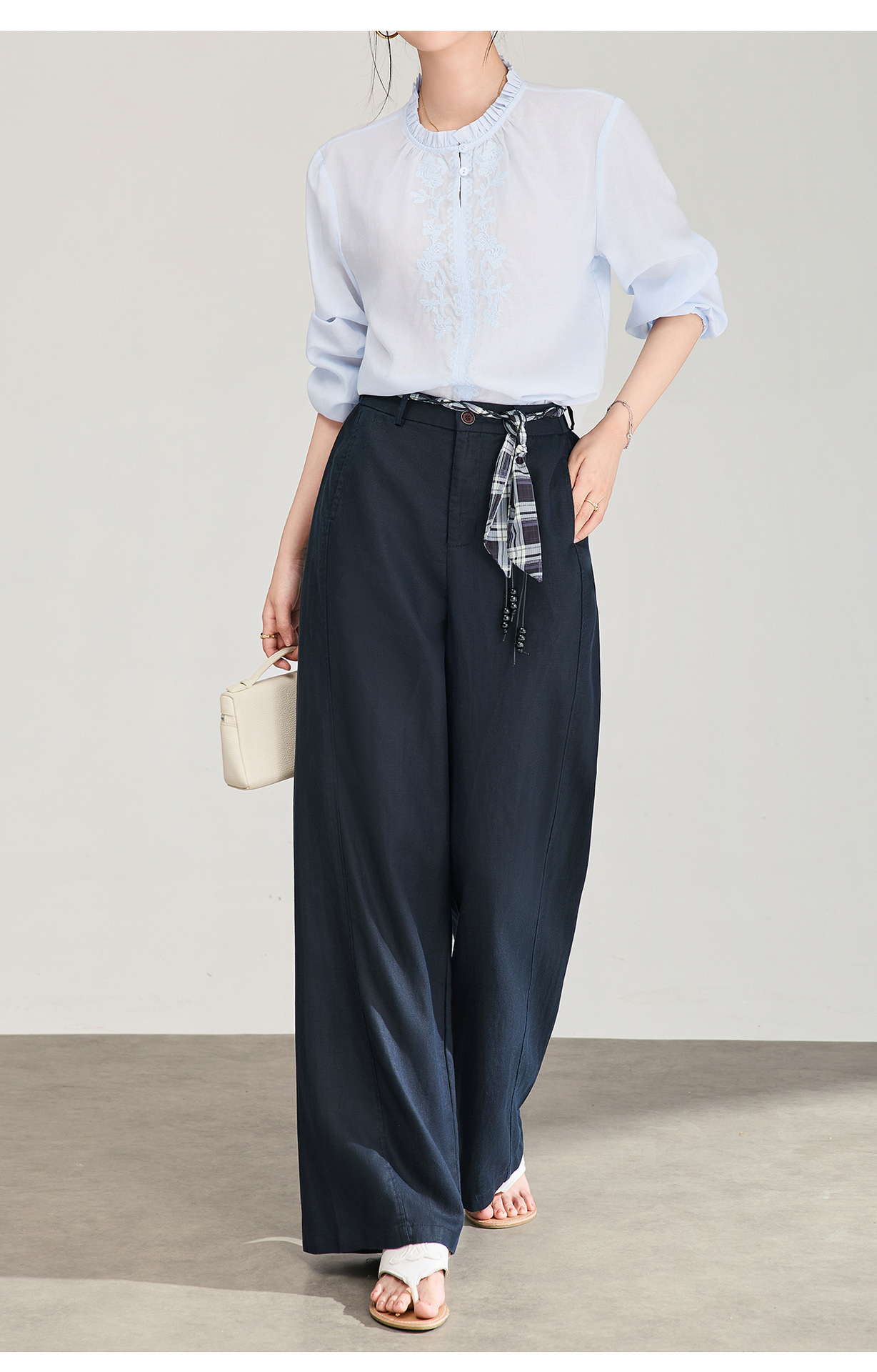 Quần culottes nữ ống rộng chất liệu linen phối dây rút cạp — màu sắc chi tiết 17