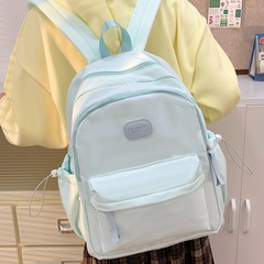 纯色小清新2025新跨境韩版双肩包少女背包休闲纯色大容量书包女