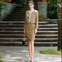 新款小香风名媛粗花呢时尚女裙套装短款显瘦洋气范职业装半身裙OL