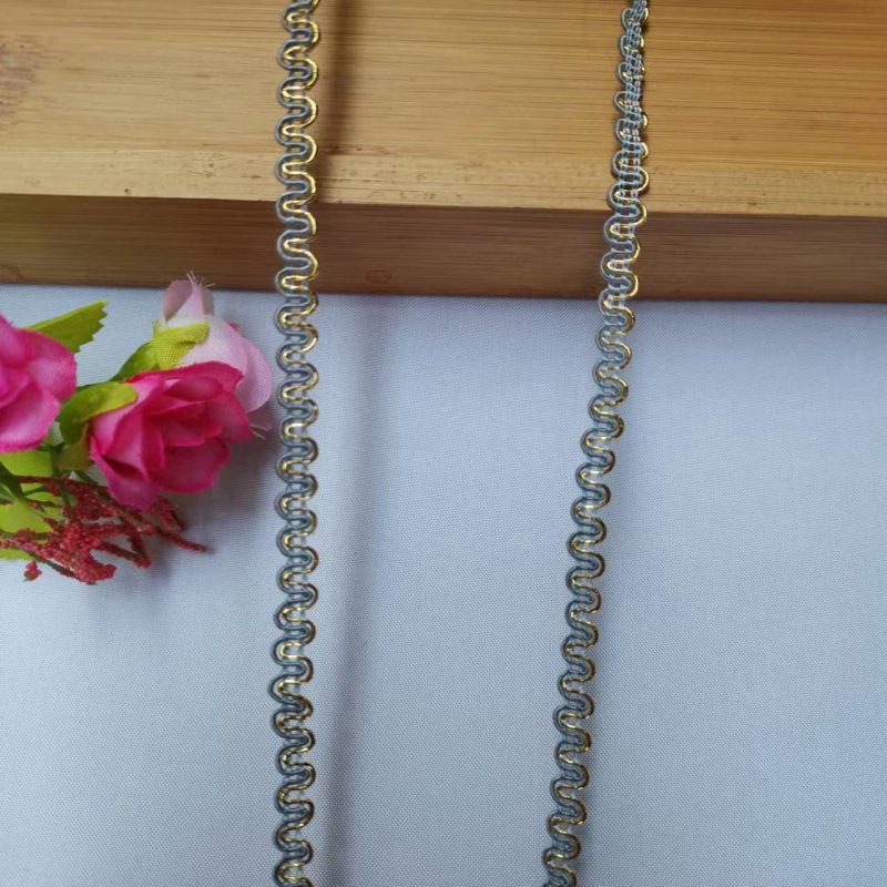 0,5 cm colorido encaje de Color Étnico onda encaje en forma de EE. UU. Onda encaje dorado suministro directo de fábrica