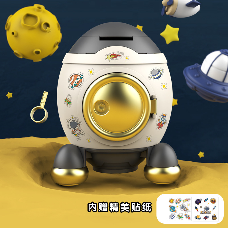 Nueva historieta cohete alcancía para niños y niñas niños caja de almacenamiento en línea rojo DIY creativo alcancía accesible