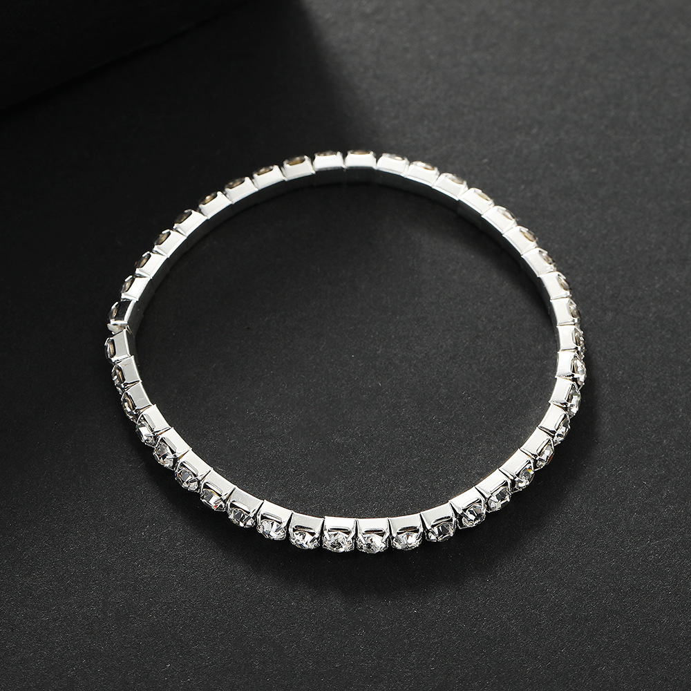 4MM row of electroplated silver white diamonds