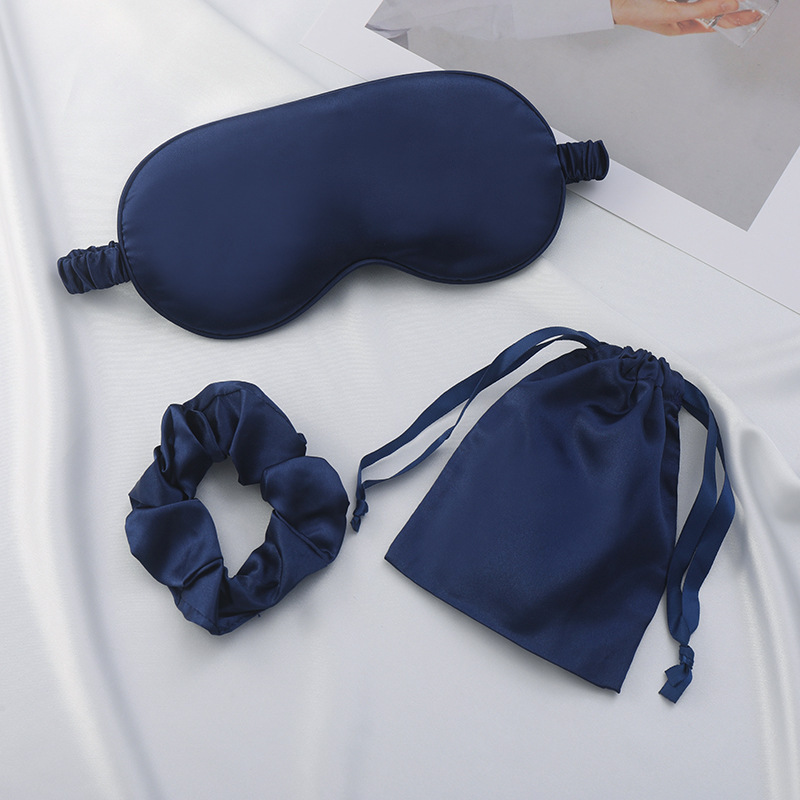 Simulación de seda para los ojos de tres piezas de anillo de cabello, bolsillo de banda de cabello, regalo de mano, almacenamiento portátil al aire libre, protección de ojos para dormir.