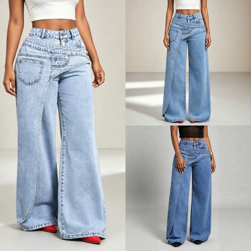 2026 Amazon cross-border European and American trendy design versatile casual women's denim pants 2026 Amazon cross-border European and American trendy design versatile casual women's denim pants