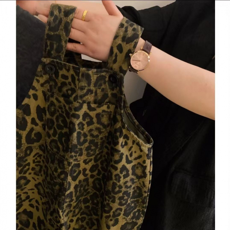 어린이 가을 바지 바지 스트래퍼 세트 새로운 유행 레오파드 무늬 스트래퍼 어린이 서양식 바지 바지