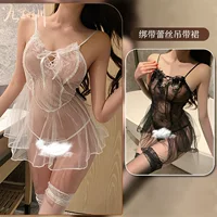 Бесшовное кружевноеSlip dress, sexy one‑size lingerie, короткая расклешенная юбка, бретельки-шпагат