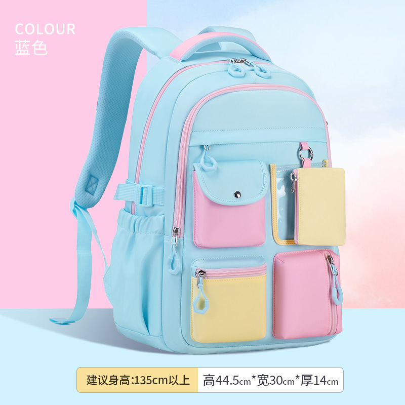 2025 nuevo color de caramelo de escuela primaria quinto grado a la escuela secundaria múltiple bolsillo ocio bolsas escolares de escuela secundaria ligeras de gran capacidad