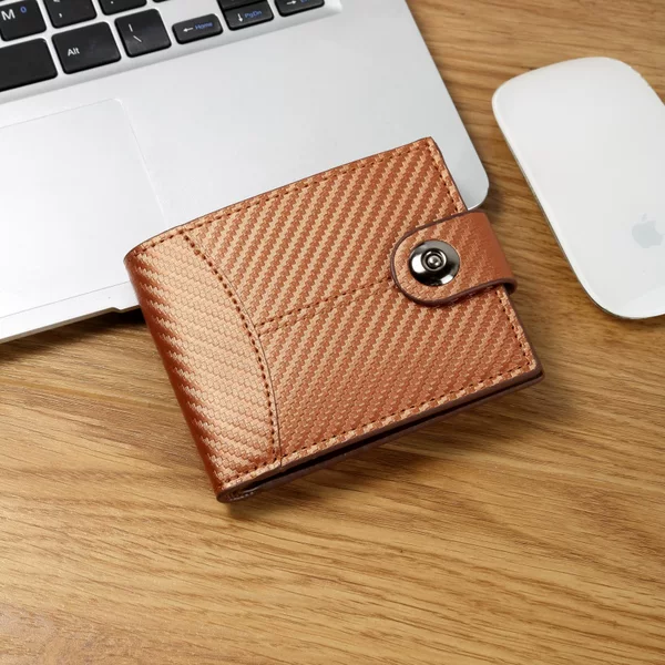 New Business Men's Short Wallet with Buckle and Multi Card Holder Men's Wallet Light Luxury Large Capacity Thin Wallet for Youth