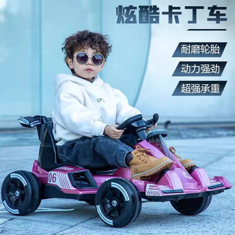 Carretín de kart para niños, coche eléctrico de cuatro ruedas, coche de control remoto, coche de juguetes recargables para niños, coche para personas