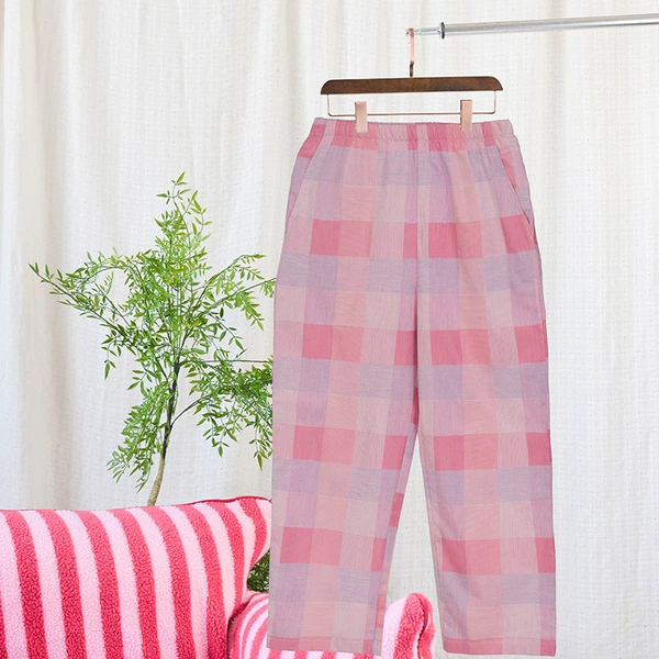 Women's purple plaid trousers KW3014