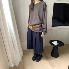 2025早秋新款前后分割线解构宽松T恤女百搭宽松显瘦打底衫上衣女