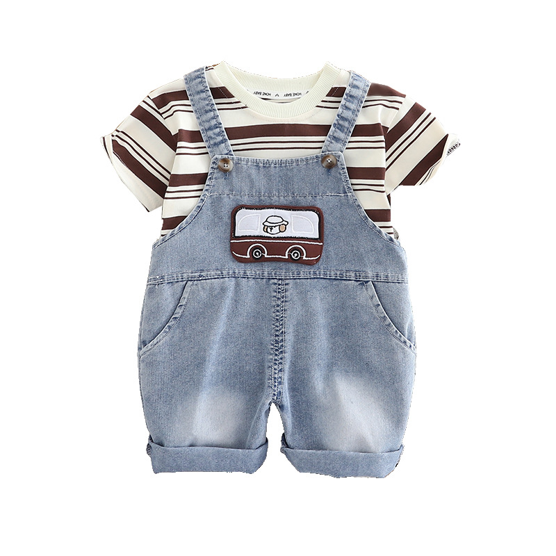 Salopette en jean à manches courtes pour garçon, collection été 2026, ensemble deux pièces tendance pour bébés et jeunes enfants de 1 à 5 ans. ALYCExiyuebaobao_voghion.com
