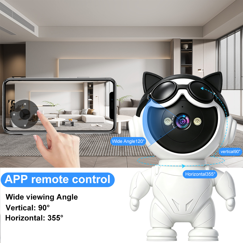 Tuya WiFi Ağ Çizgi Film Robot Güvenlik İzleme Akıllı Telefon Uzaktan Kumanda Yüksek Çözünürlük Gece Görüşü 5G Kamera