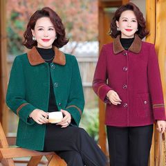 奶奶装秋季外套中老年人女翻领长袖上衣气质妈妈绣花衣服老人唐装
