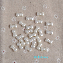 米白色ABS珍珠切面蝴蝶结DIY饰品配件领结隔珠手工耳环串珠材料