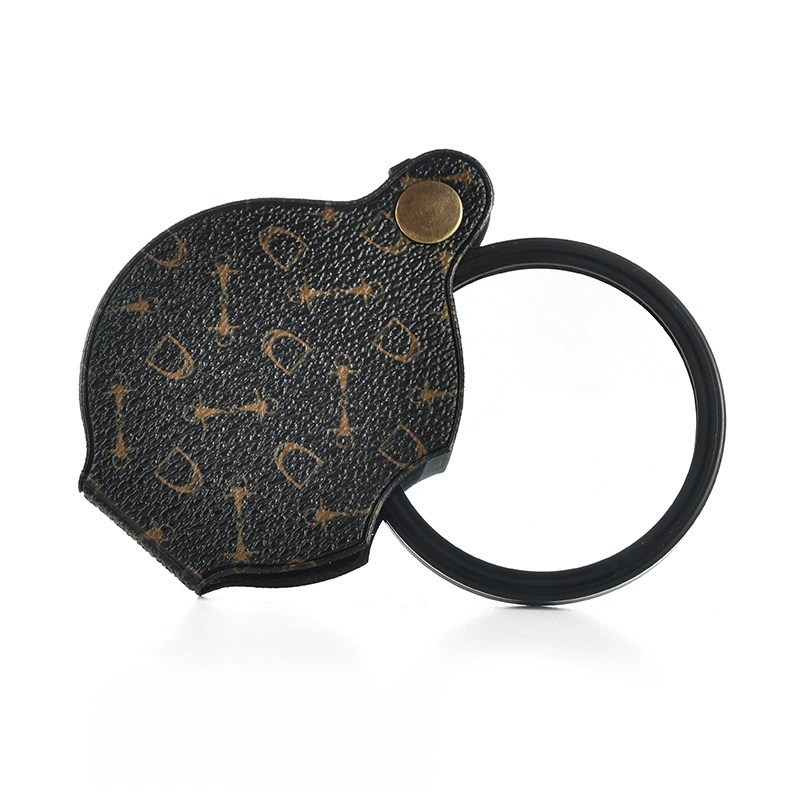 Новый Портативный кожаный чехол с рисунком 70 мм, Складная лупа HD, мощная небольшая рекламная Подарочная Лупа