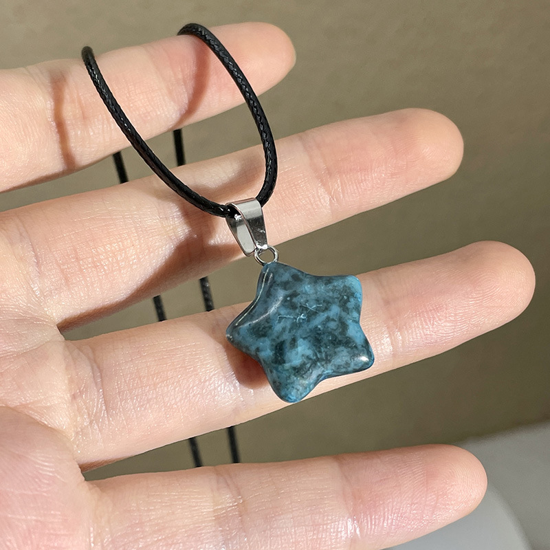 15g Weight Natural Stone Pendant Material Pendant Necklace Classification Leather Rope Chain Material 1 Piece Quantity Holiday, Daily Occasion natural stone, Leather rope Material Star Pattern Women's Gender Simple Style Style Simple Style Star Natural Stone Leather Rope Wholesale Pendant Necklace 10
