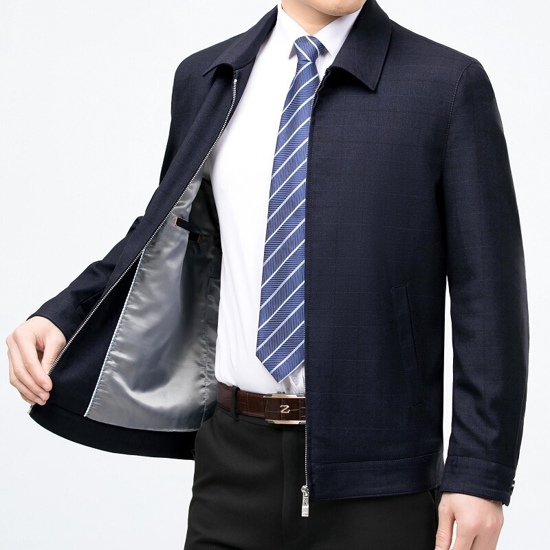 High-End Executive Men's Jacket for Autumn and Spring, Business Casual Outerwear for Middle-Aged and Elderly Men, Quality Men's Jacket