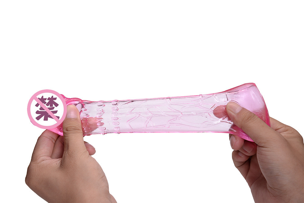 Extended-Length Crystal Condom Sleeve for Men, TPE Delay Cover, Skin Tone — detail image 5