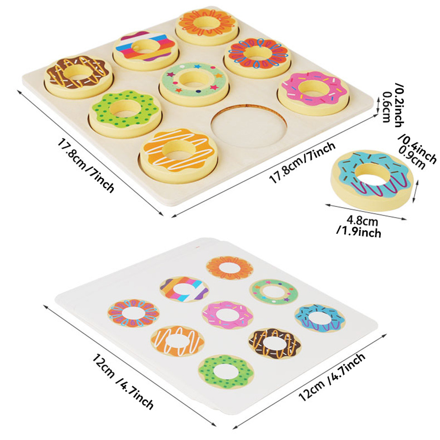 CE CPC niños de madera divertido donut emparejado color correspondiente educación temprana rompecabezas rompecabezas rompecabezas juegos de juguetes al por mayor