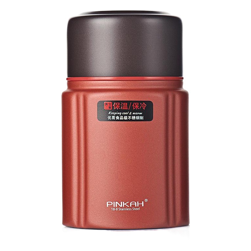 Pinjiajia 750ml Vacuum Thermal Cooker 304 Stainless Steel Insulated Lunch Box with Spoon and Cloth Bag, Portable and No Cooking Required