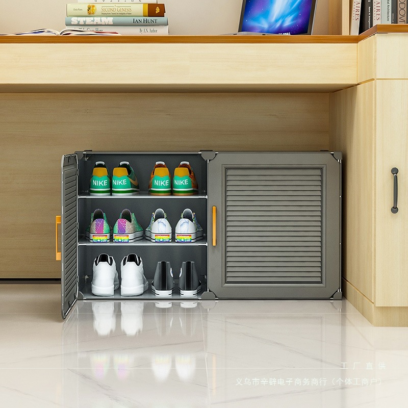 Estante de zapatos de oficina dormitorio bajo la mesa mini caja de almacenamiento de zapatos zapatos multicapa a prueba de polvo simple puerta doméstica pequeño gabinete de zapatos