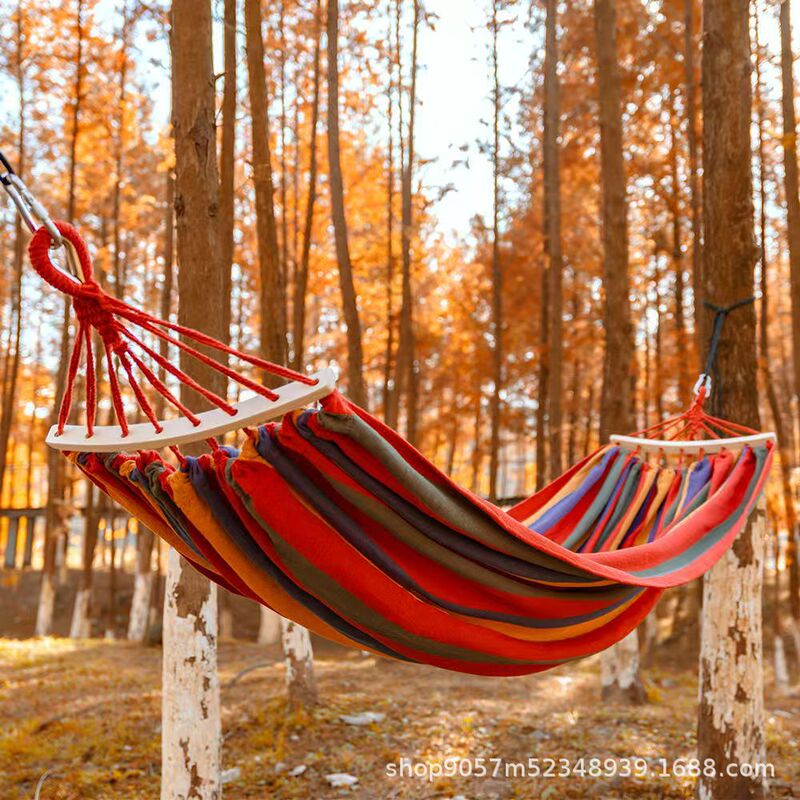 Factory Direct Delivery Anti-Rollover Hammock Outdoor Single/Double Thick Canvas Dormitory Swing Adult Hammock