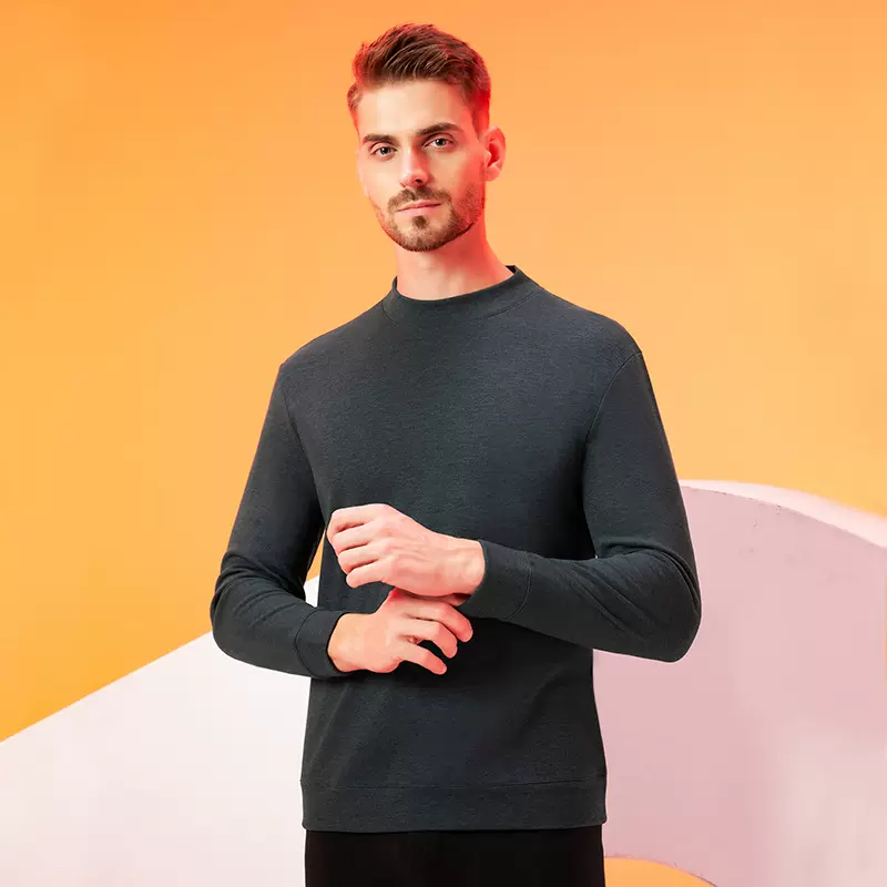 莱赛尔天丝羊绒男士保暖内衣7A抑菌醋酸保暖打底衫男上衣卫衣外穿