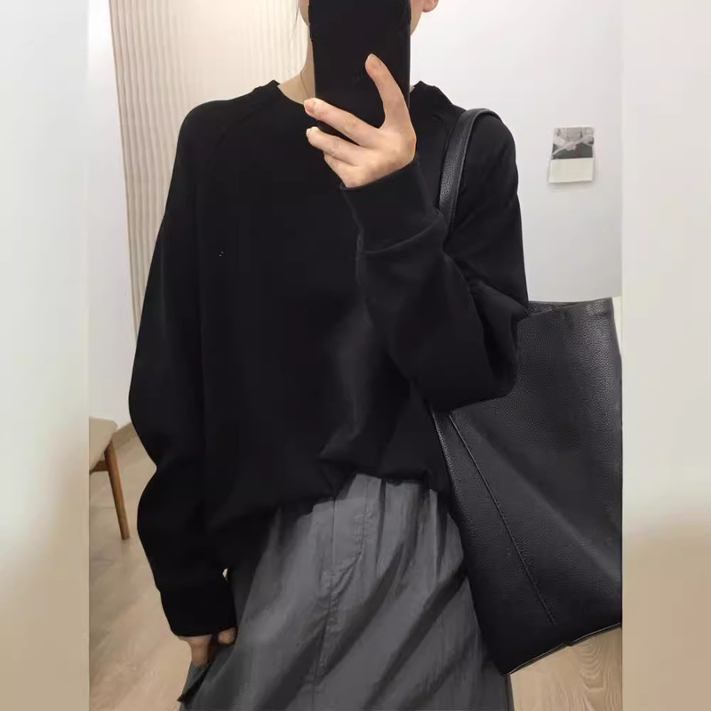 Spring is not too late ~ autumn cotton short sweater raglan sleeve Korean version of loose Joker solid color coat long sleeve sweater coat